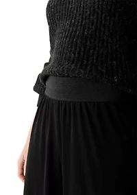 Women's Mesh Overlay Wide Leg Pants