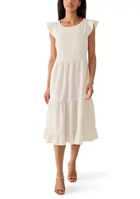 Women's Flutter Sleeve Midi Dress
