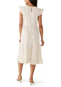 Women's Flutter Sleeve Midi Dress