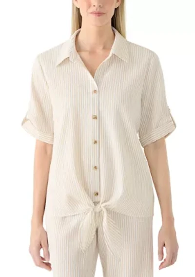 Women's Short Sleeve Tie Front Top