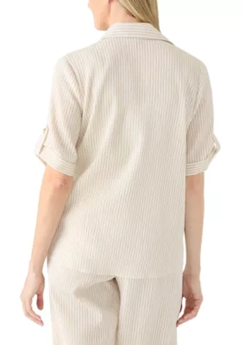 Women's Short Sleeve Tie Front Top