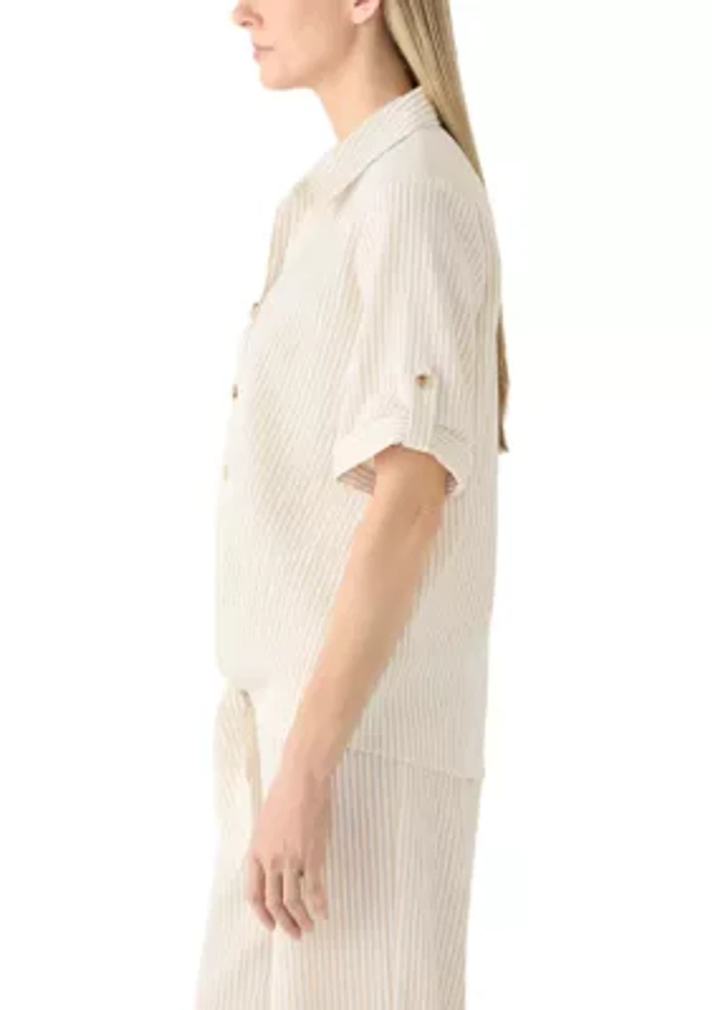 Women's Short Sleeve Tie Front Top