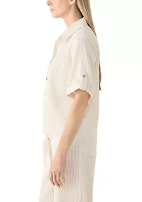 Women's Short Sleeve Tie Front Top