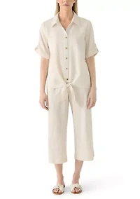 Women's Short Sleeve Tie Front Top