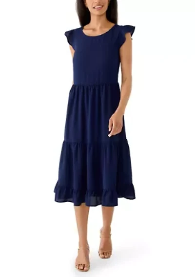 Women's Flutter Sleeve Midi Dress