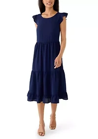 Women's Flutter Sleeve Midi Dress