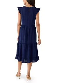 Women's Flutter Sleeve Midi Dress