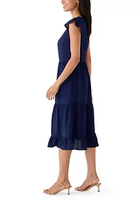 Women's Flutter Sleeve Midi Dress