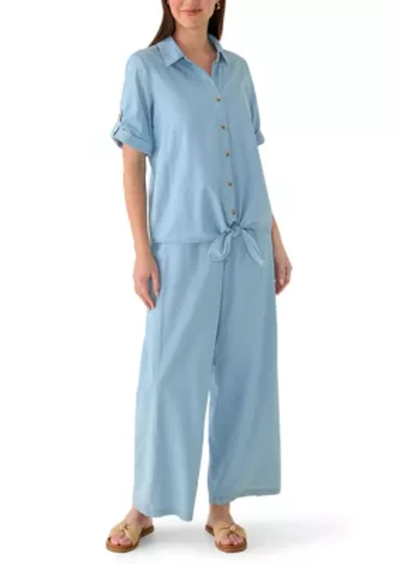 Women's Short Sleeve Tie Front Top