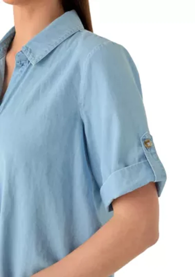 Women's Short Sleeve Tie Front Top