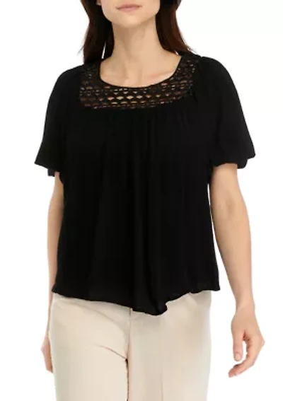 Women's Crochet Trim Top