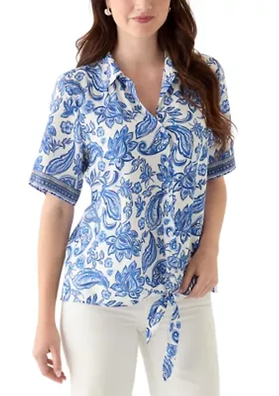 Women's Printed Button Down Blouse