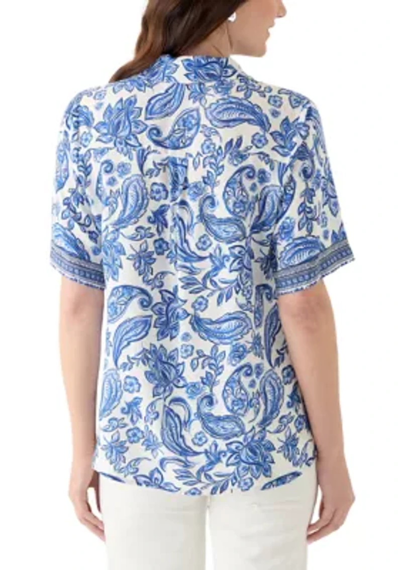 Women's Printed Button Down Blouse