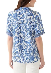 Women's Printed Button Down Blouse