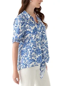 Women's Printed Button Down Blouse