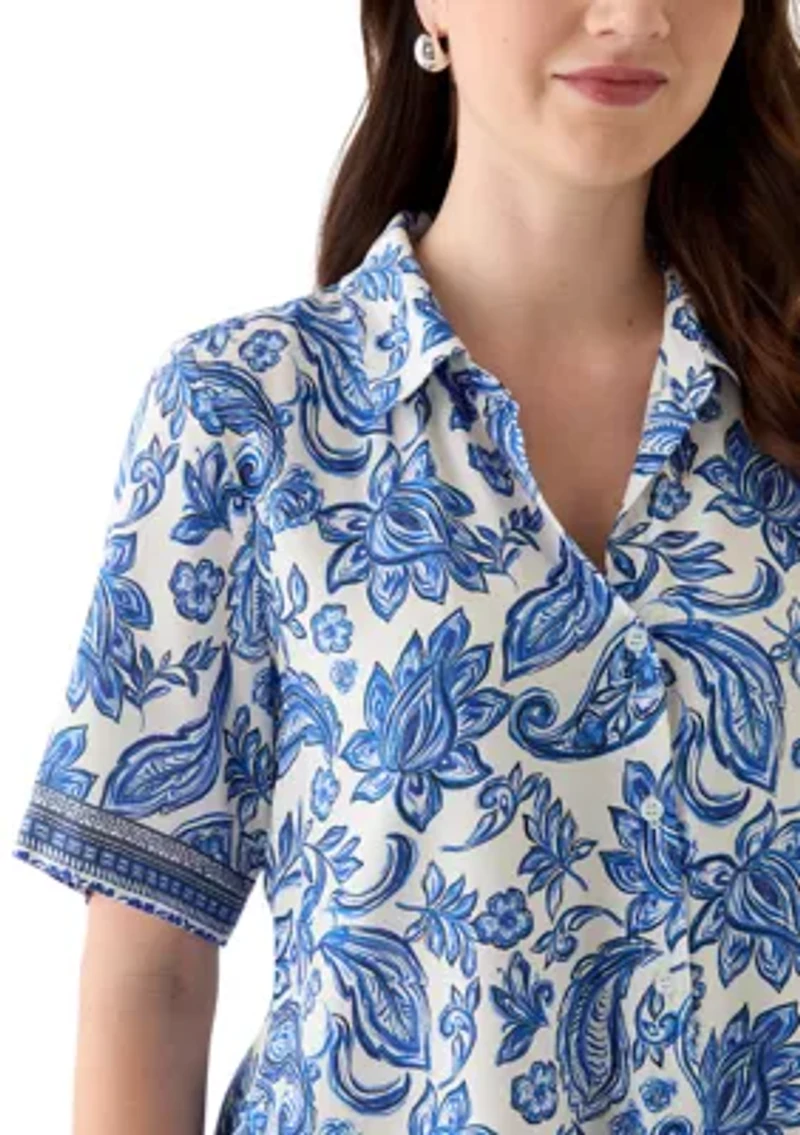 Women's Printed Button Down Blouse