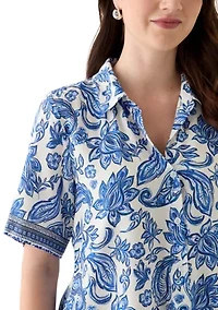 Women's Printed Button Down Blouse
