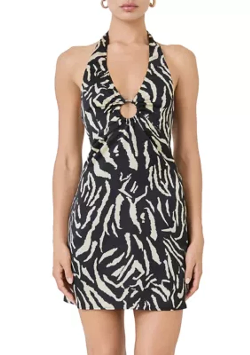 Gold Ring Animal Print Mini Dress