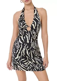 Gold Ring Animal Print Mini Dress
