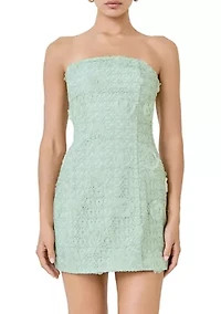 STRAPLESS FLORAL EMBELLISHED MINI DRESS