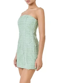 STRAPLESS FLORAL EMBELLISHED MINI DRESS