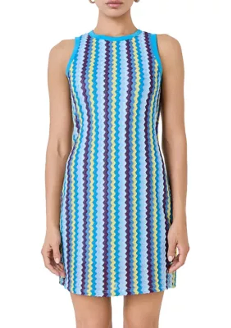 Zigzag Knit Mini Dress