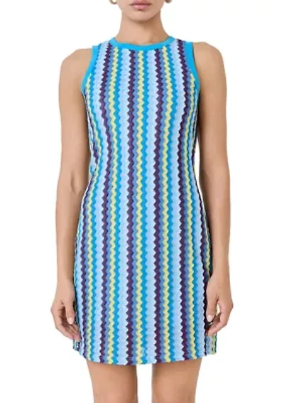 Zigzag Knit Mini Dress