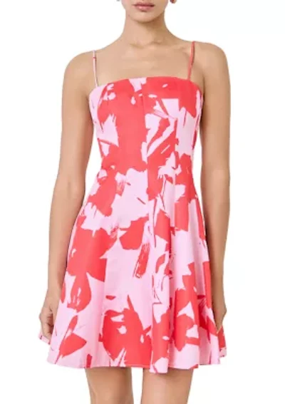 FLOUNCED FLORAL MINI DRESS
