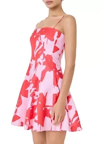 FLOUNCED FLORAL MINI DRESS