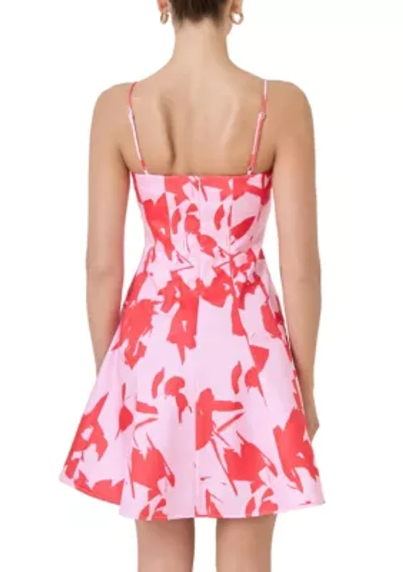 FLOUNCED FLORAL MINI DRESS