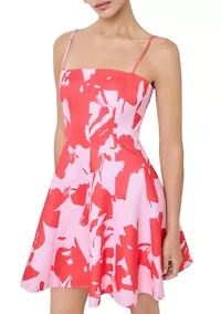 FLOUNCED FLORAL MINI DRESS