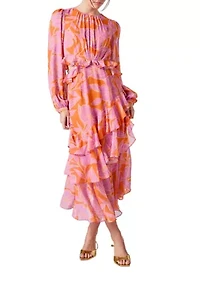 Floral Print Off Waist Dress