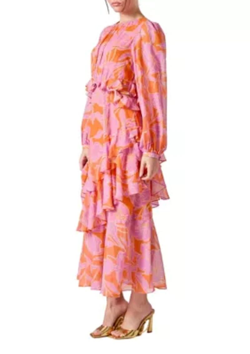 Floral Print Off Waist Dress