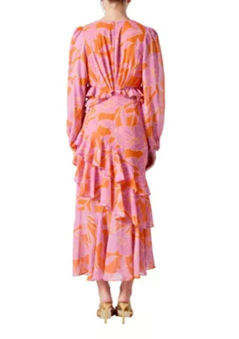 Floral Print Off Waist Dress