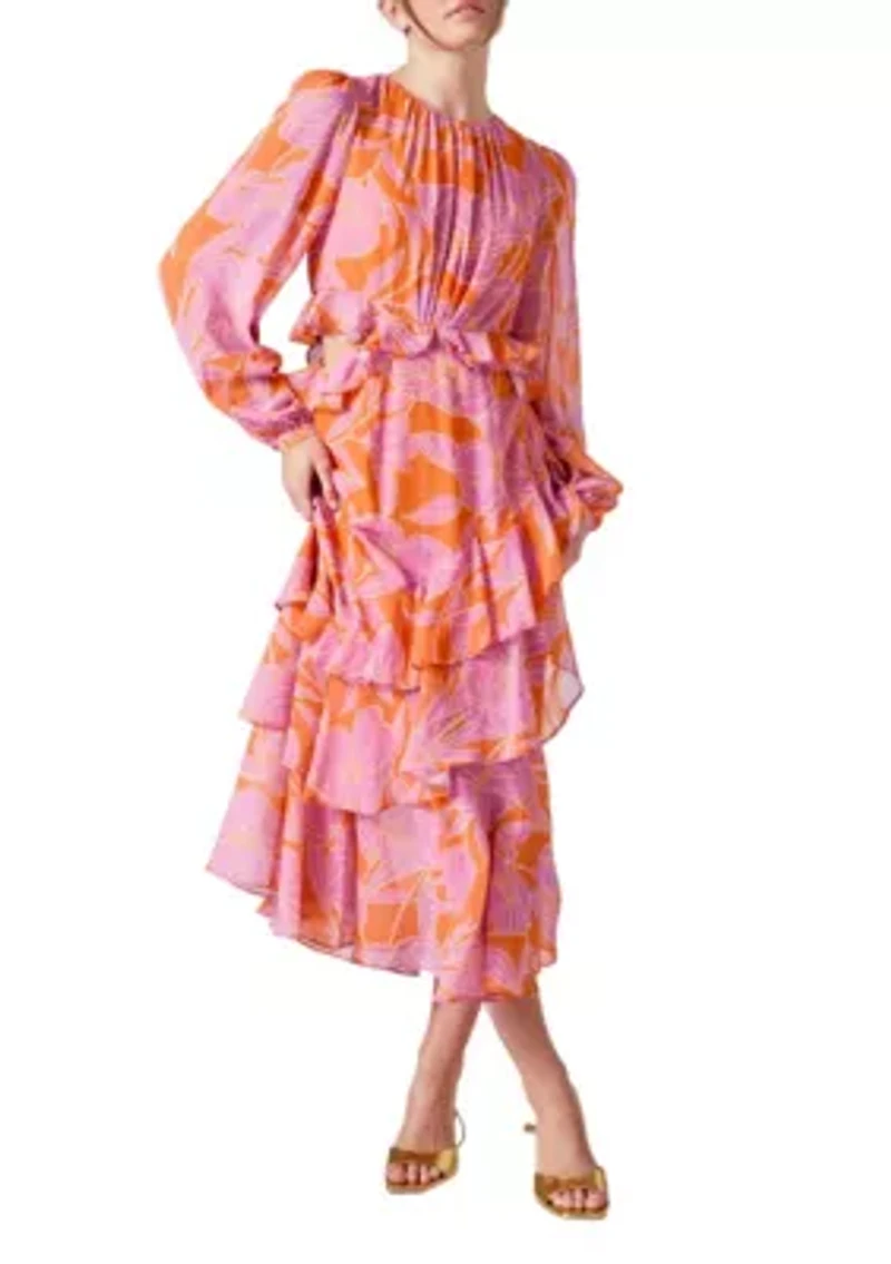 Floral Print Off Waist Dress