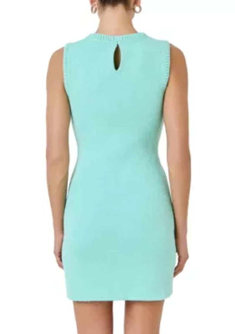 BRAIDED KNIT SLEEVELESS DRESS