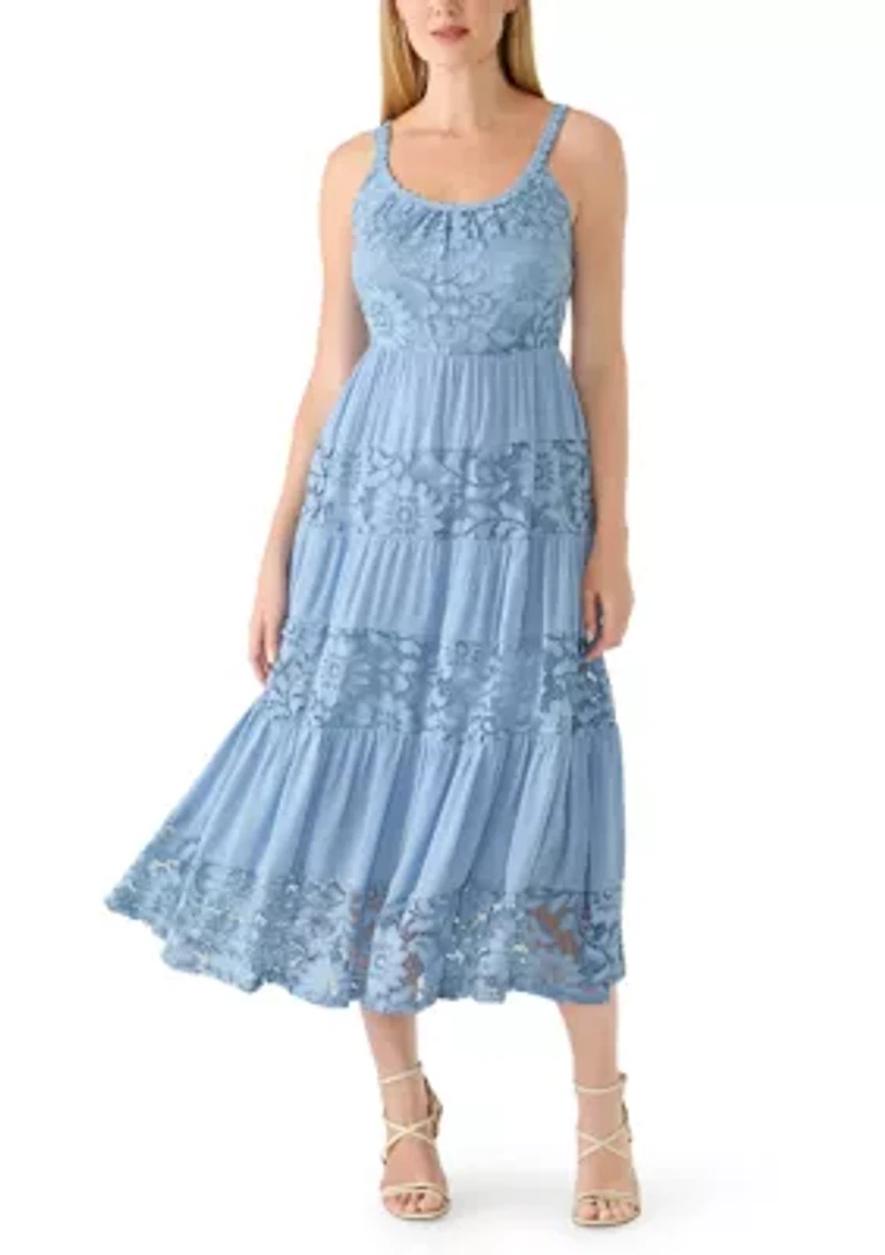 Petite Sleeveless Lace Trim Maxi Dress