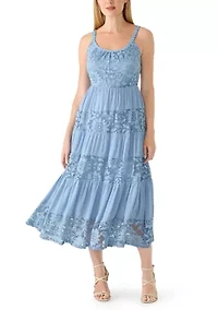 Petite Sleeveless Lace Trim Maxi Dress