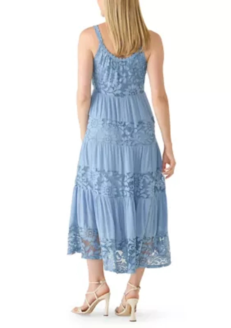 Petite Sleeveless Lace Trim Maxi Dress