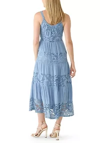 Petite Sleeveless Lace Trim Maxi Dress