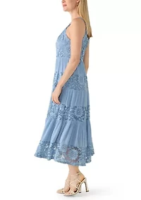 Petite Sleeveless Lace Trim Maxi Dress