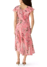 Petite Ruffle Sleeve Midi Dress