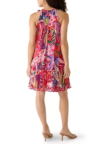 Petite Sleeveless Tie Shoulder Tiered Mini Dress