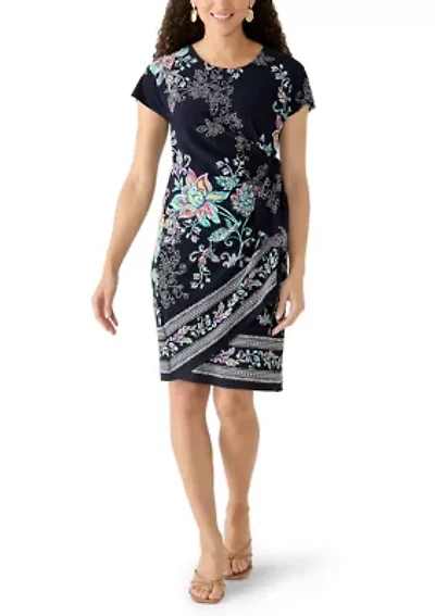 Petite Short Sleeve Sarong Mini Dress