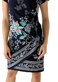 Petite Short Sleeve Sarong Mini Dress