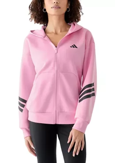 Women's Zip Up Hoodie with Tri Stripe Sleeves