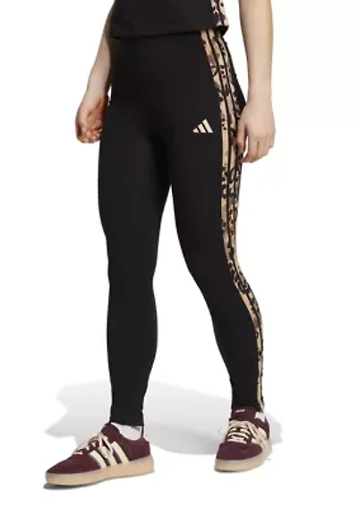 Animal Print 3-Stripes High Rise Leggings