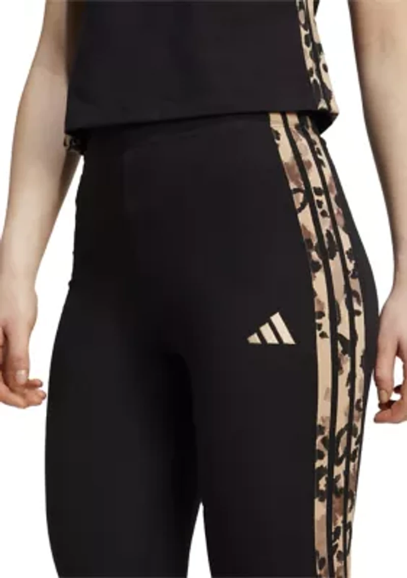Animal Print 3-Stripes High Rise Leggings