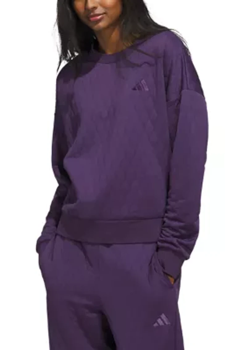 Quilted Crew Neck Pullover