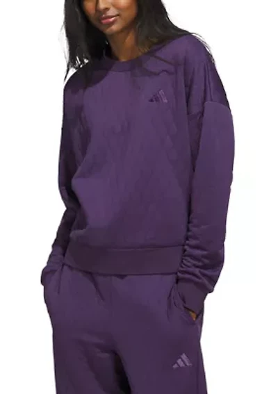 Quilted Crew Neck Pullover